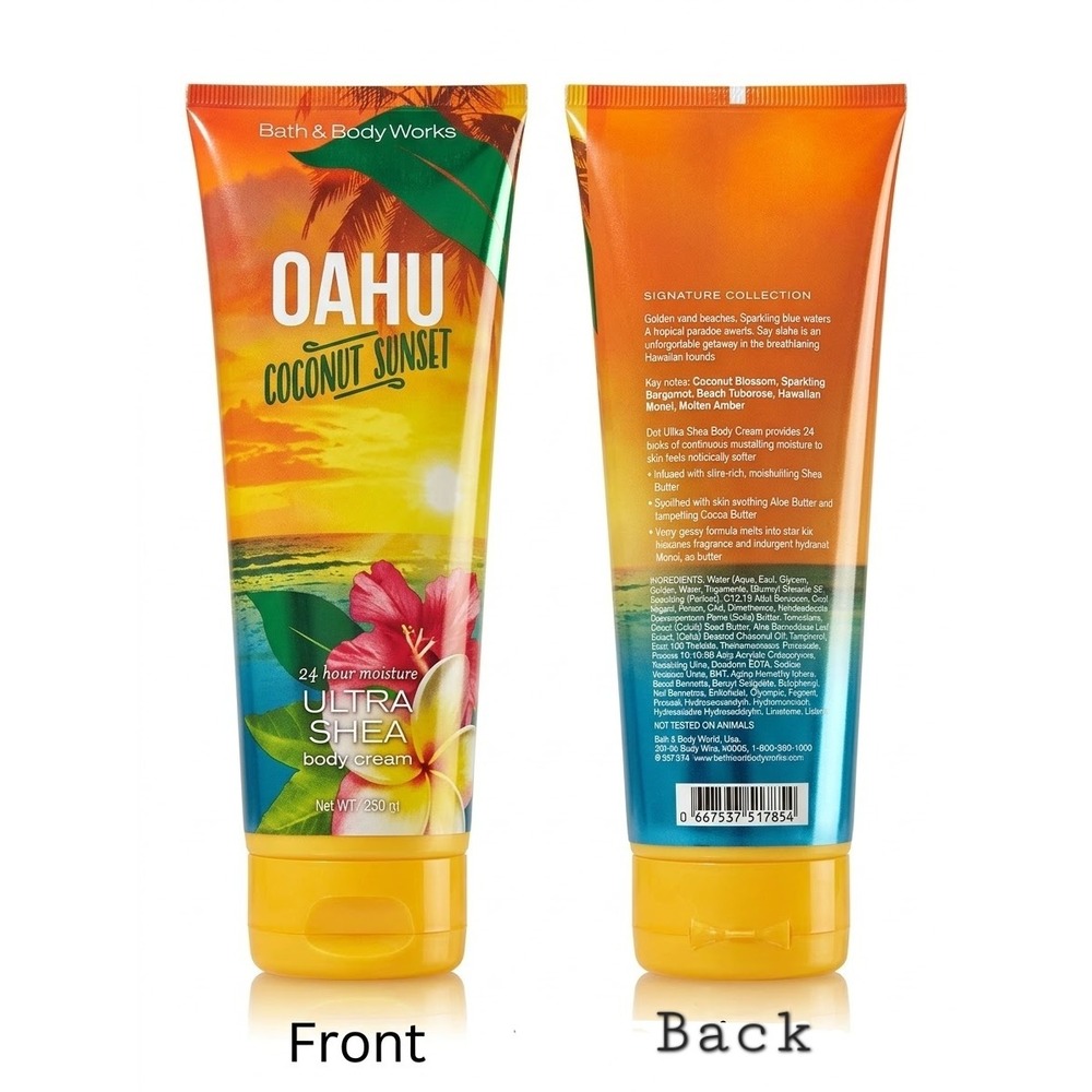 Bath & Body Works Oahu Coconut Sunset Ultra Shea Body Cream 8 oz Discontinued